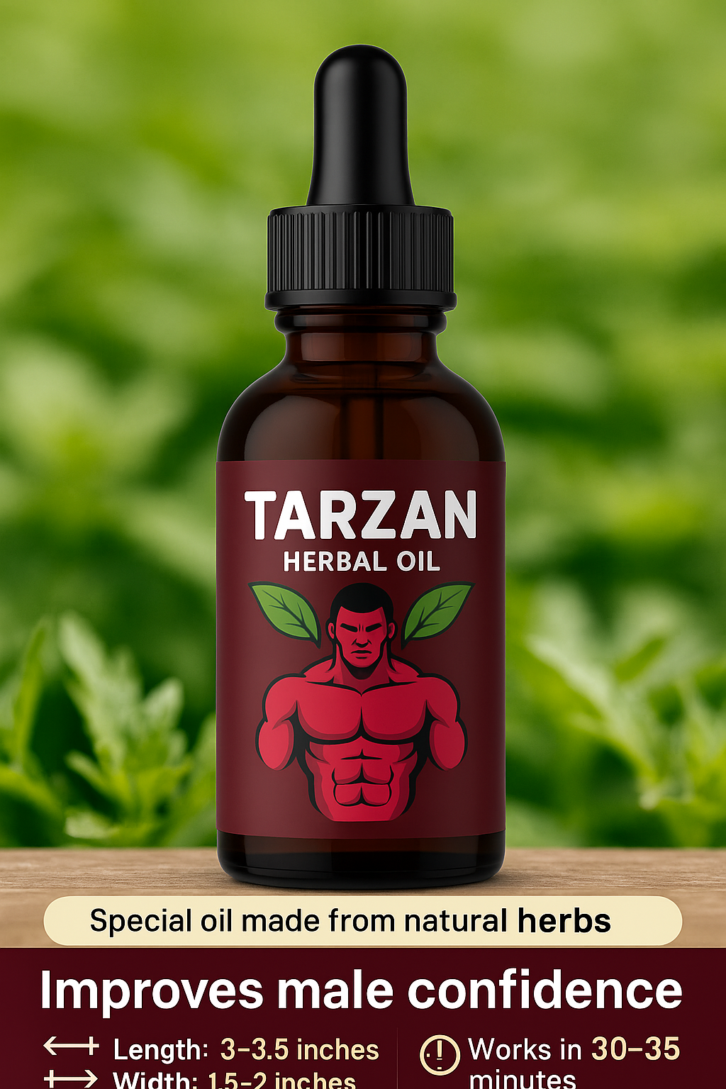 Herbal Men’s Size & Timing Oil – Increase Length, Thickness & Stamina – 50ml